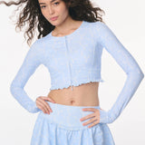 LoveShackFancy Vanina Bow Print Mini Active Skort – Chilled Blue