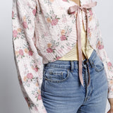 Harper Floral Bouquet Cropped Cardigan - Pink
