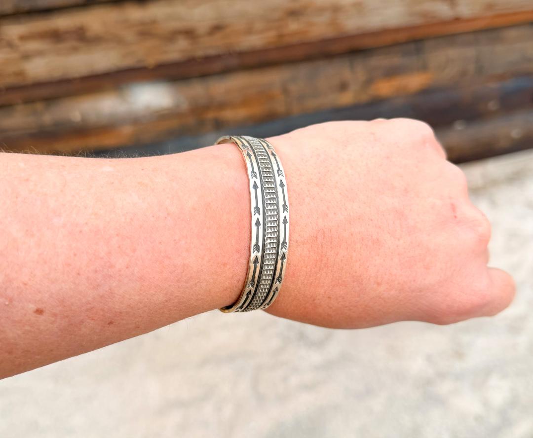 Arrow-Stamped Sterling Silver Cuff