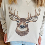 The Bedazzled Buck Sweatshirt - Sand