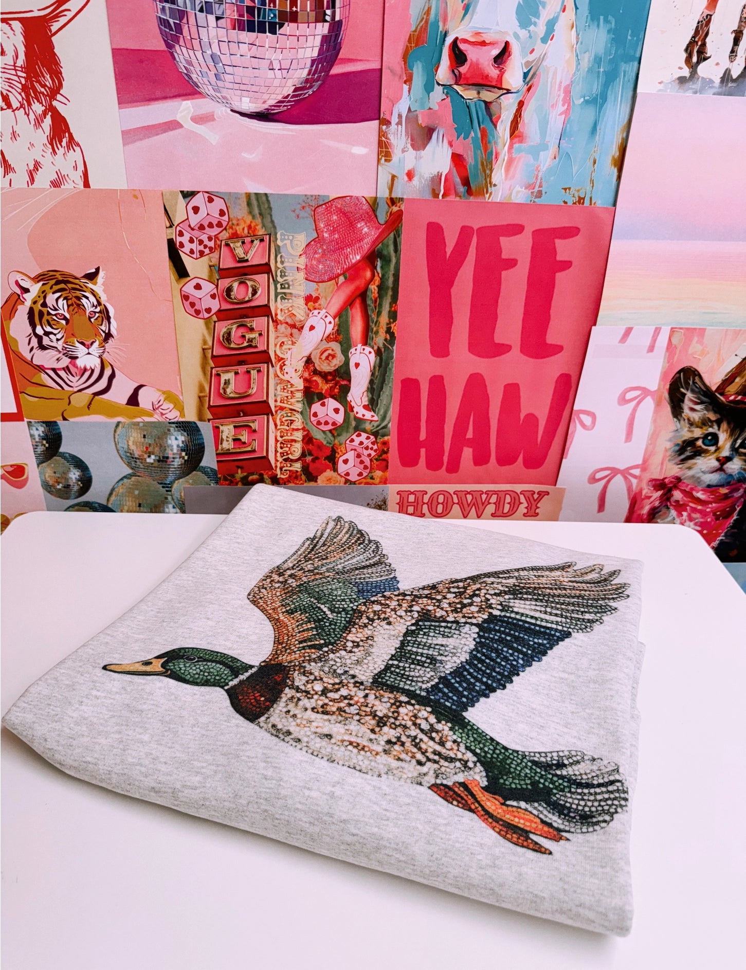 The Bedazzled Duck Tee - Ash Grey