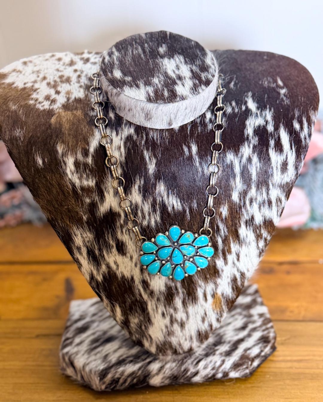 Large Turquoise Cluster Necklace