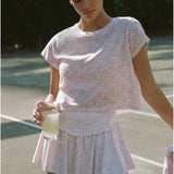 LoveShackFancy Rubin Bow Print Cropped Tee – Chantilly