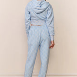 LoveShackFancy Arienne Cropped Zip Hoodie – Chilled Blue