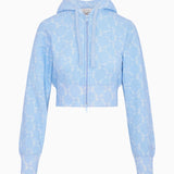 LoveShackFancy Arienne Cropped Zip Hoodie – Chilled Blue
