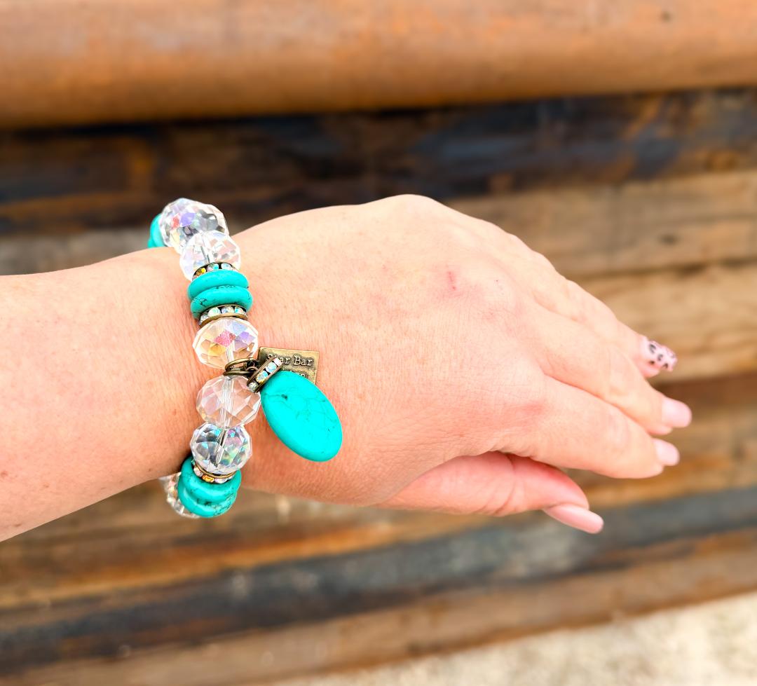 Turquoise & Crystal Chunky Bracelet