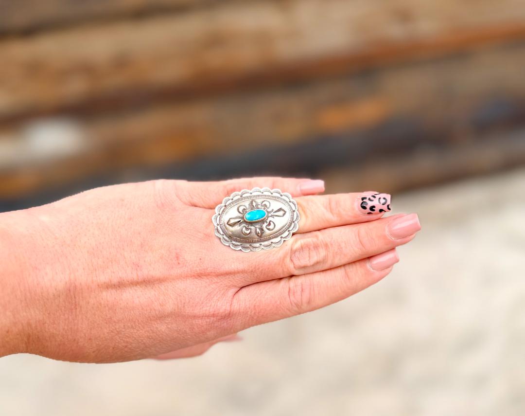 Large Concho 1-Stone Ring – Size 7 ¾