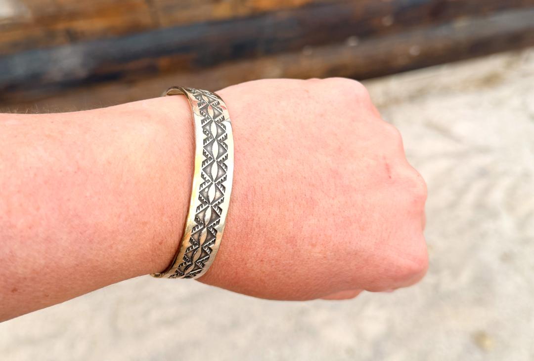 Sterling Silver Cuff with Stamped Design