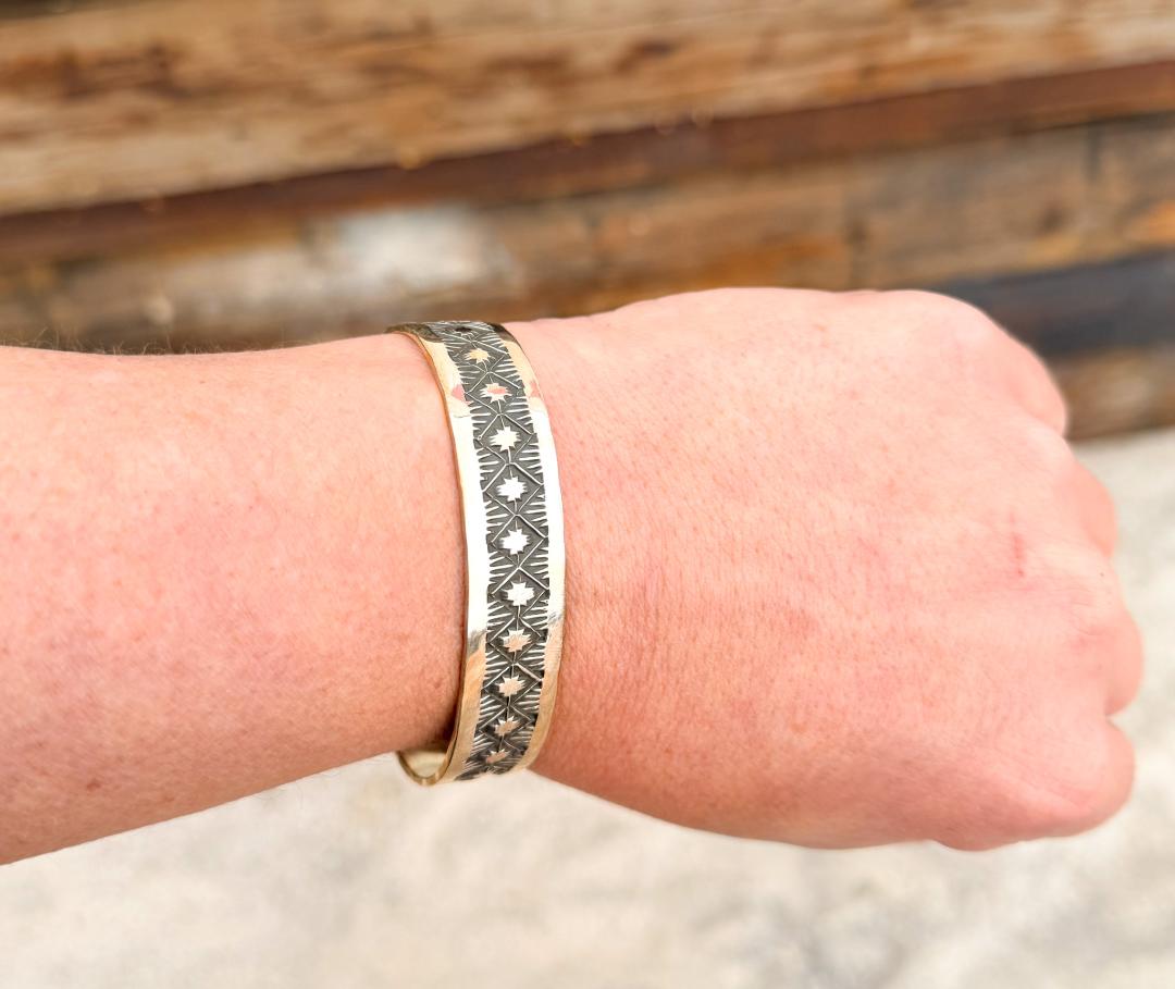 Sterling Silver Cuff with Stamped Design