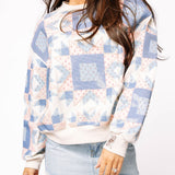 Preorder Ivory, Blue & Light Pink Patchwork Sweatshirt - Multi [Queen of Sparkles]