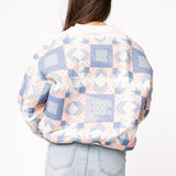 Preorder Ivory, Blue & Light Pink Patchwork Sweatshirt - Multi [Queen of Sparkles]