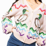 Preorder Multi Zig Zag Duck Cardigan - Beige [Queen of Sparkles]
