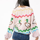 Preorder Multi Zig Zag Duck Cardigan - Beige [Queen of Sparkles]