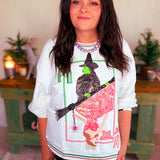 Licensed Elphaba & Glinda Card Sweatshirt – White | Queen of Sparkles