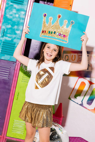 Gold Football Tee Child Size Queen of Sparkles