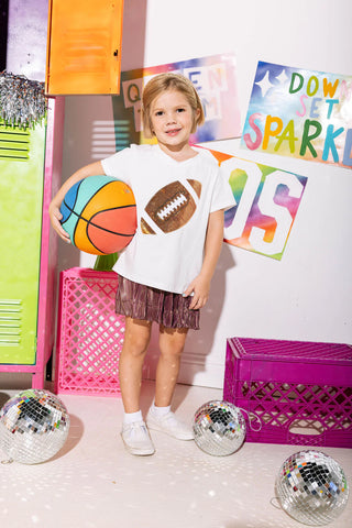 Gold Football Tee Child Size Queen of Sparkles