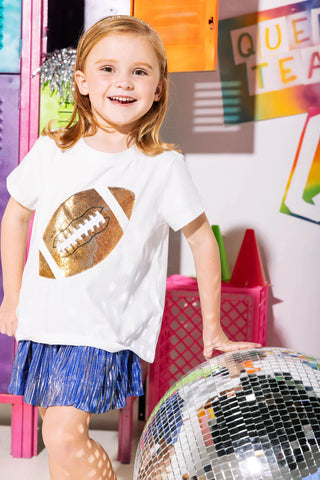 Gold Football Tee Child Size Queen of Sparkles