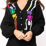Preorder Rainbow Skeleton Button Up Cardigan - Black Rainbow [Queen of Sparkles]