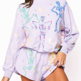 Preorder Multi Dancing Skeleton Mock Neck Sweatshirt - Lavender [Queen of Sparkles]