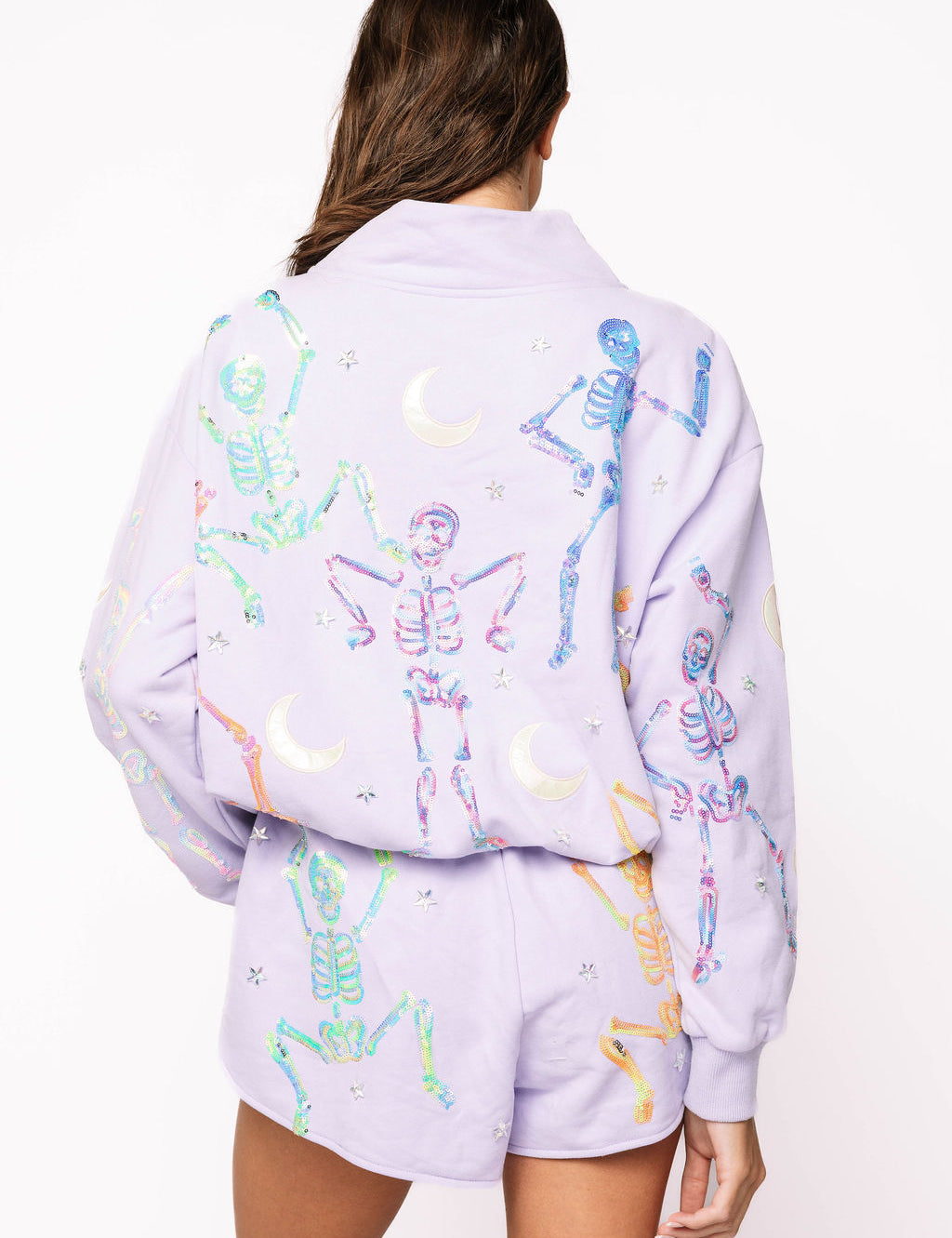 Preorder Multi Dancing Skeleton Mock Neck Sweatshirt - Lavender [Queen of Sparkles]