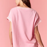 Light Pink Pearl Stud French Terry Dolman Top