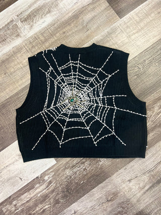 Queen Witch Spider Web Sweater Vest Queen of Sparkles