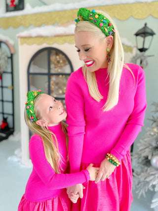 Tinsel Christmas Tree Headband - Adult Size