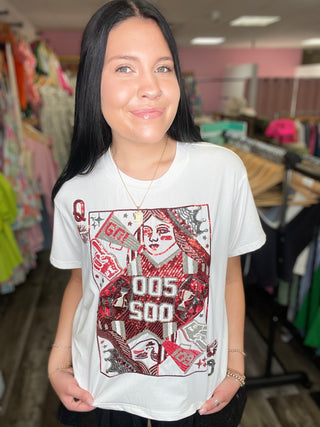 Red & Silver Gameday Card Tee Queen of Sparkles