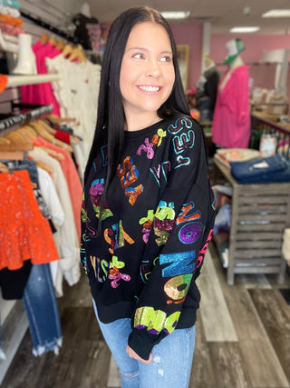 Black & Rainbow Yes No Sweatshirt Queen of Sparkles