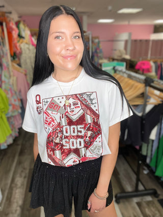 Red & Silver Gameday Card Tee Queen of Sparkles