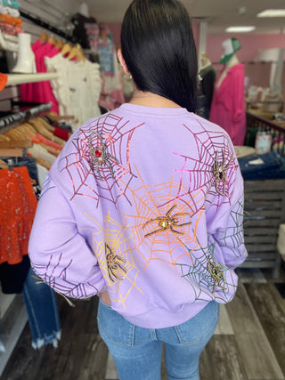 Lavender Spiderweb Sweatshirt Queen of Sparkles