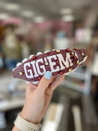 Gig'Em Aggies Cross Stitch Headband