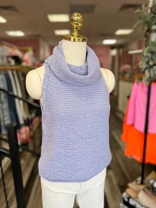 Don't Go Back Dusty Lavender Turtle Neck Tank