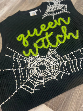 Queen Witch Spider Web Sweater Vest Queen of Sparkles