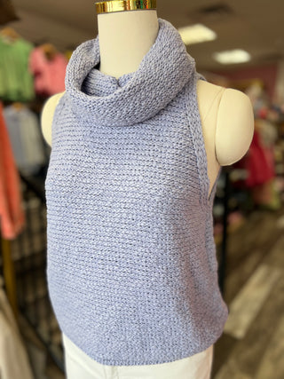 Don't Go Back Dusty Lavender Turtle Neck Tank