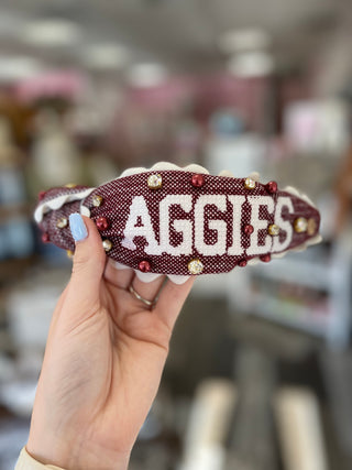 Gig'Em Aggies Cross Stitch Headband