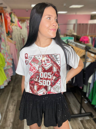 Red & Silver Gameday Card Tee Queen of Sparkles