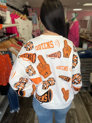 Orange & Black Cheers Queen Icon Sweatshirt Queen of Sparkles