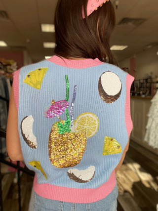 Queen of Sparkles Periwinkle Pina Colada Queen Sweater Tank