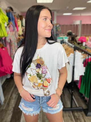 White Charcuterie Board Tee Queen of Sparkles