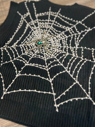 Queen Witch Spider Web Sweater Vest Queen of Sparkles