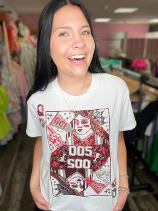 Red & Silver Gameday Card Tee Queen of Sparkles