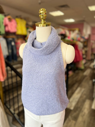Don't Go Back Dusty Lavender Turtle Neck Tank