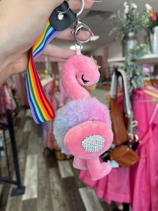 Pink Flamingo Plush Keychain