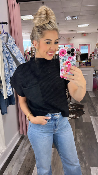 Madelyn Boxy Crop Sweater Top Black