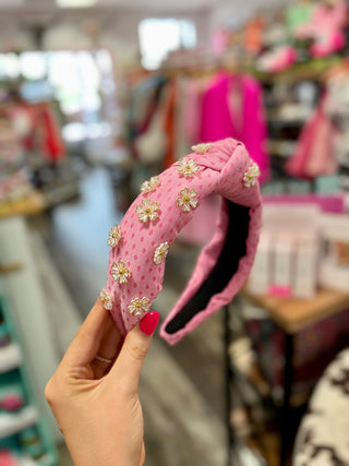 Pink 3D Flowers Headband