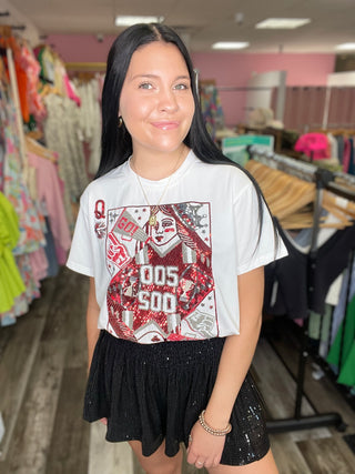 Red & Silver Gameday Card Tee Queen of Sparkles