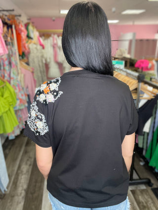 Black & Orange Popping Champagne Tee Queen of Sparkles