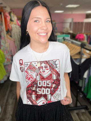 Red & Silver Gameday Card Tee Queen of Sparkles