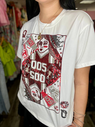 Red & Silver Gameday Card Tee Queen of Sparkles